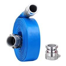 2" x 100ft PVC Lay Flat Discharge Hose With Aluminum Camlock C  E Fittings, ...