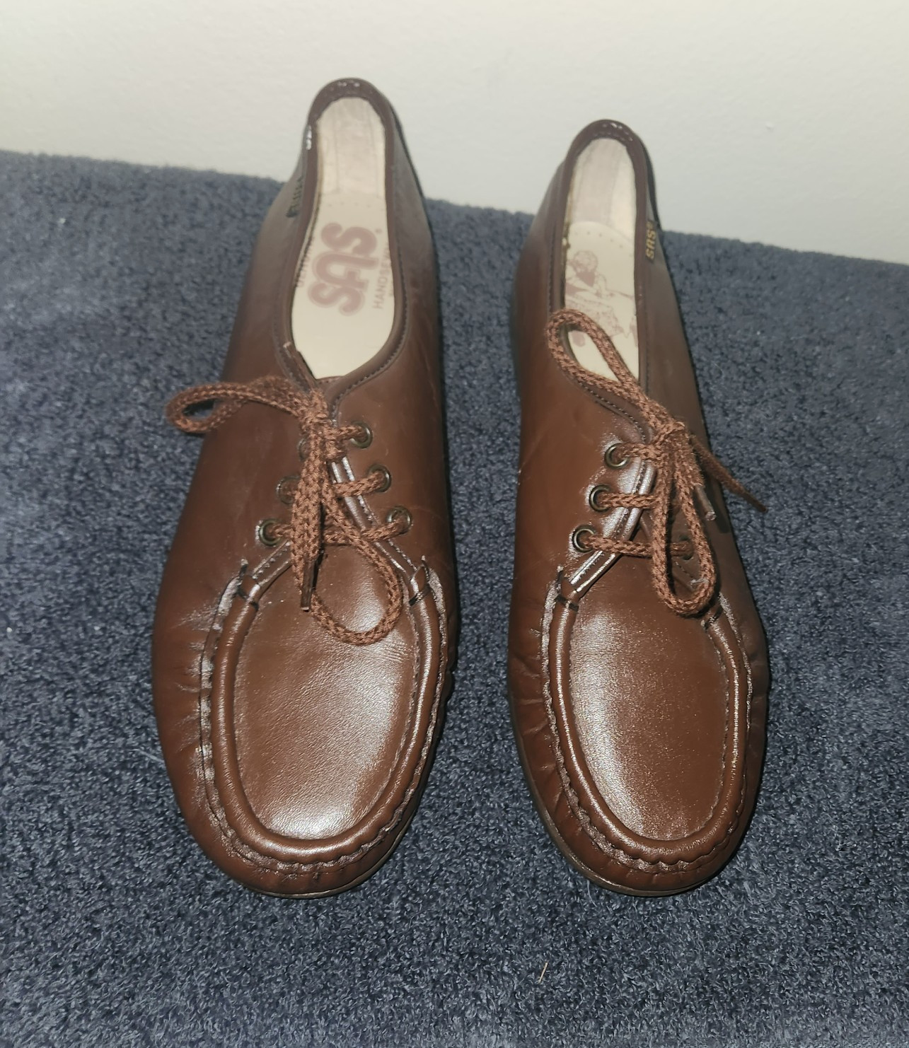 SAS Siesta Brown Leather Moc Toe Oxford Lace Up Womens Size 10