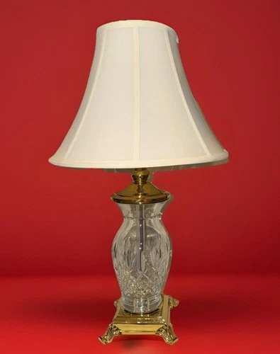 VTG Waterford Crystal & Brass Lamp With Shade 27.5” Tall, Excellent