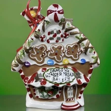 Blue Sky Clayworks DANCING GINGERBREAD BAKERY Tea Light Candle House,Goldminc,BN