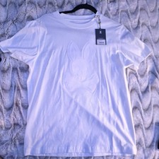 Psycho Bunny White Cotton Jersey Men's T-Shirt Logo Bunny Design Short Sleeve