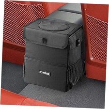 Car Trash Can with Lid - Leakproof Garbage Bin Car Organizer Large Black 