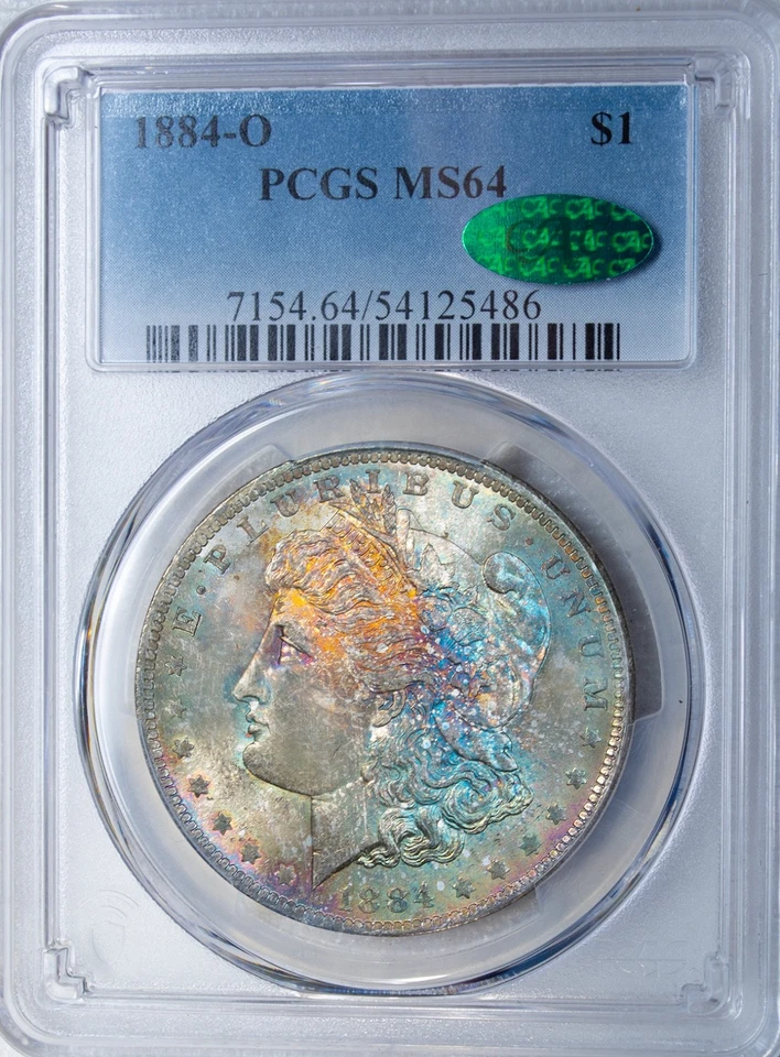 1884-O PCGS MS64 CAC MORGAN $ NICE COLORFUL TONED RAINBOW (VIDEO) - Image 4 of 4
