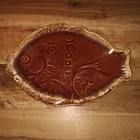 Hull Oven Proof Brown Drip Fish Shaped Plate  11 1/8”Lx8”W