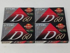 TDK D60 High Output IEC1/Type 1 Audio Cassette, Brand New/SEALED Lot Of 4  