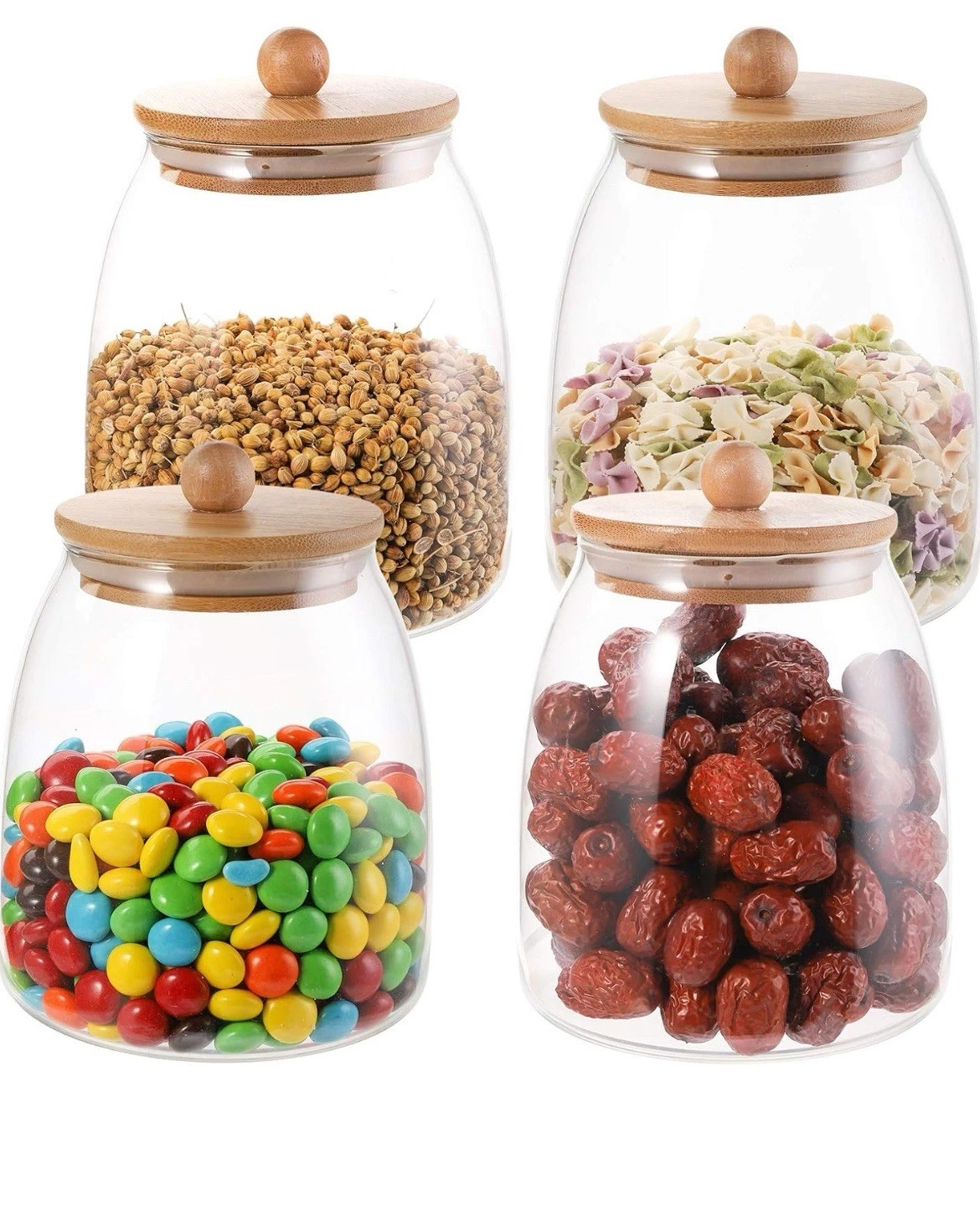 Airtight Glass Food Storage Suwimut 4 Pack Round Glass Jar Canister Set