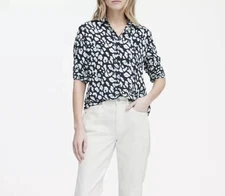 New Banana Republic Dillon Classic Fit Navy Leopard Print Shirt Small