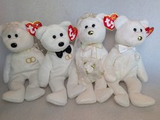 TY BEANIE BABIES MR MRS HIS HERS Lot of Bride Groom Bears