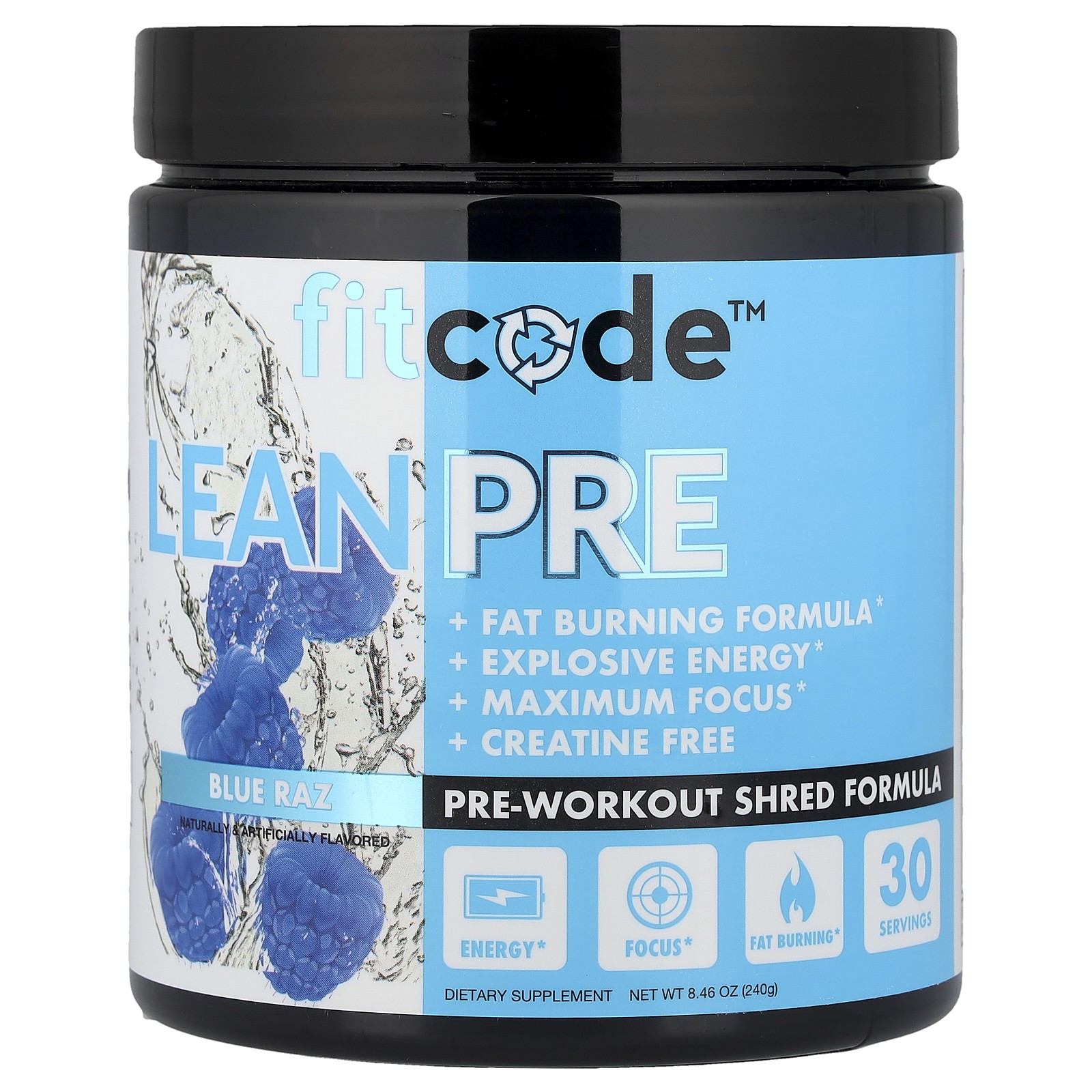 LeanPre Измельченная формула для приготовления блюд перед тренировкой Blue Raz 846 унции 240 г 3590₽