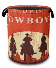 Western Cowboy Collapsible Laundry Baskets,Laundry Hamper,Storage Basket with...