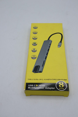 8 in 1 Type-C HUB HDMI USB Multiport Card Reader Adapter Laptop Docking Station