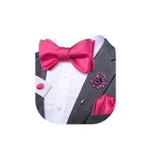 Self Tie Bow Ties and Lapel Pin for Men Paisley Solid Mens Hot Pink Purple