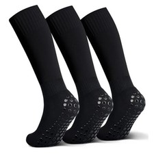 Grip Non Slip Socks,Soccer Softball Baseball Football 8-11 Years 3 Pairs Black