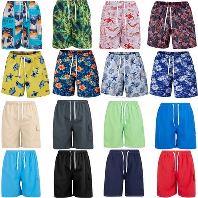 Mens Swimming Trunks, 3 Pockets Cargo Swim Shorts, Beach Suit Board Bathing Suit