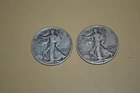 PAIR OF (2) 1942 PHILLY WALKING LIBERTY HALF DOLLAR COINS 90% SILVER FINE