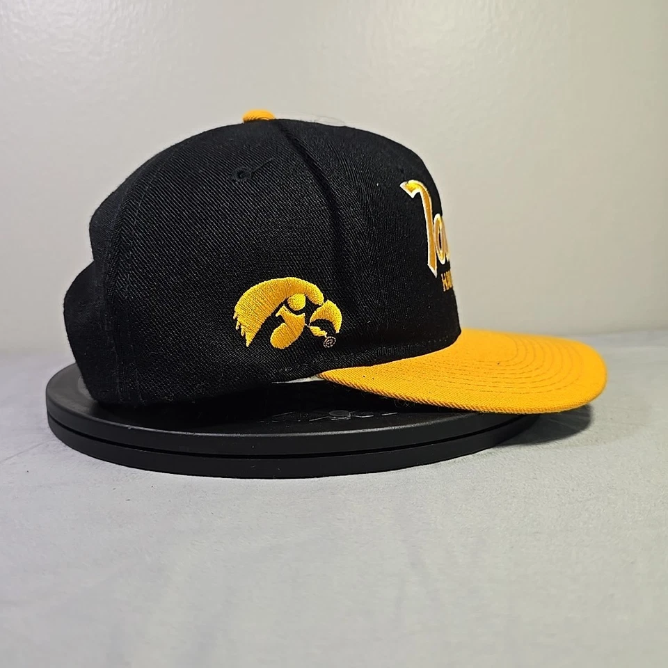 Iowa Hawkeyes Script Snapback Hat – Sports Specialties – Black/Gold – Vintage - Image 2 of 4