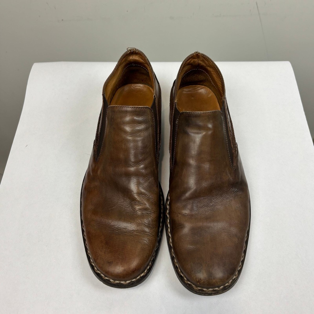 John Varvatos Brown leather loafers Mens Sz 10 Hand Made in Italy John Varvatos Leather Loafers Slip on Shoes Men main image 4