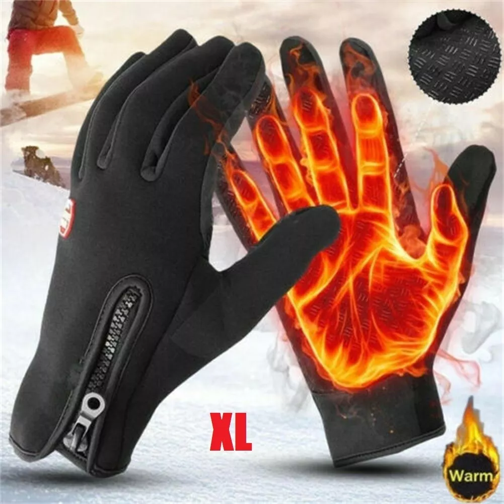 Thermal Windproof Waterproof Winter Gloves Touch Screen Warm Men Women XL  Zipper | eBay