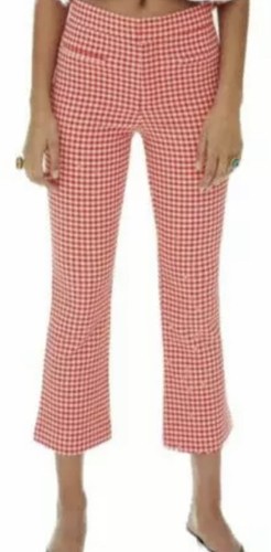 ZARA RED GINGHAM MINI FLARED TROUSER 