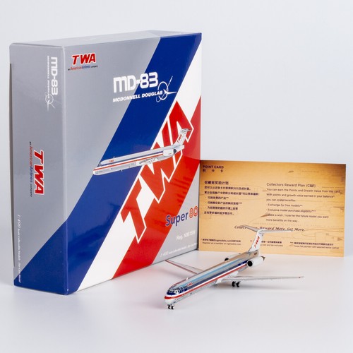 1:400 NGmodels TWA McDonnell Douglas MD-83 Passenger Airplane Diecast Model - Picture 5 of 5