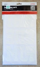 New S.E.I. Flocked Iron-On Transfers White Sports Letters Large Bold