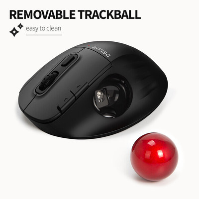 Delux MT1 Ergonomic Bluetooth 5.0 Wireless 2.4g USB Trackball Mouse Programmable