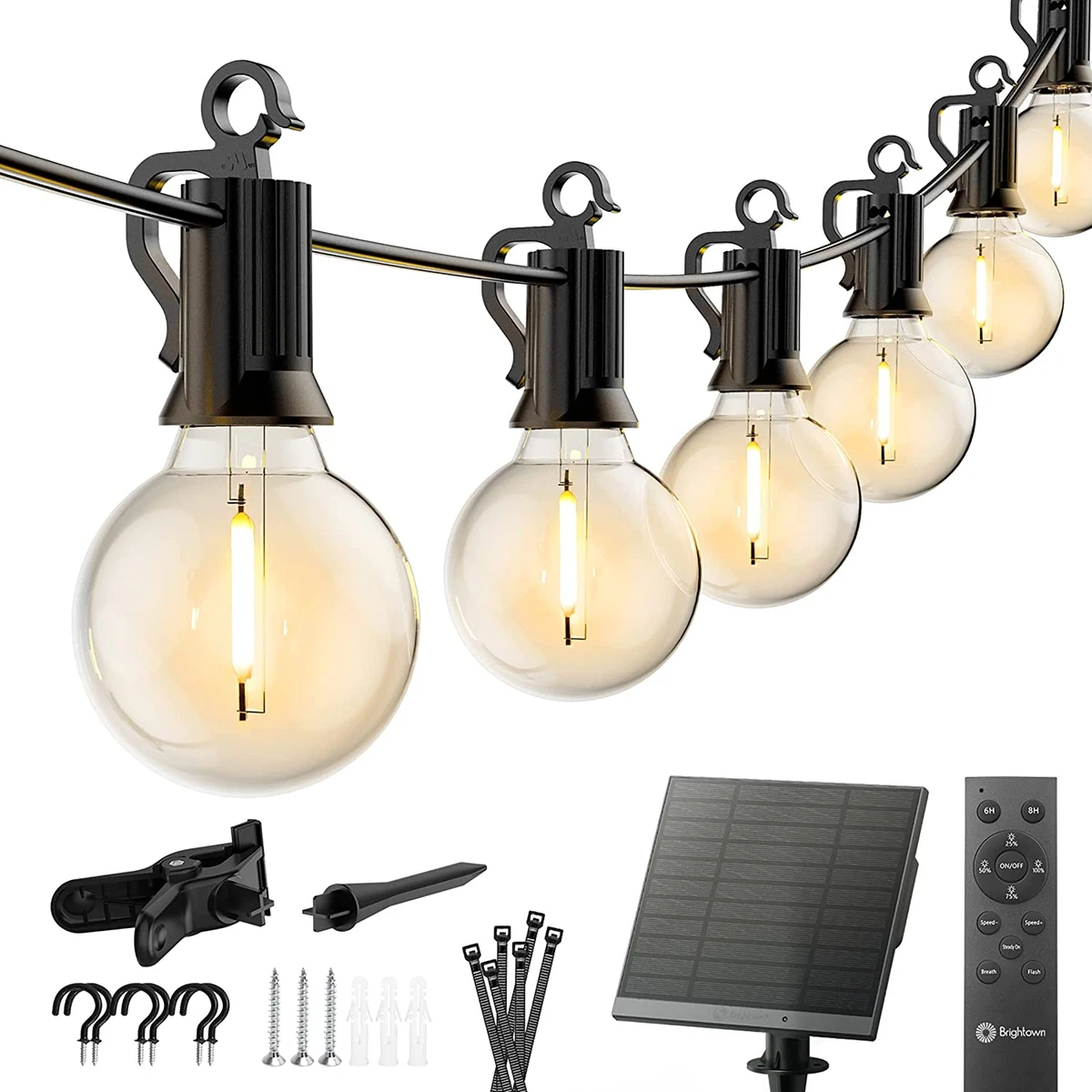 Solar String Lights Outdoor 58FT 48 10 with Remote Cable Ties and