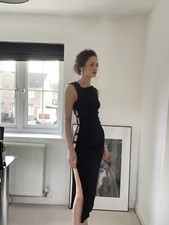 Zara black midi dress in XS with side cut outs and asymmetric neck line RRP £50