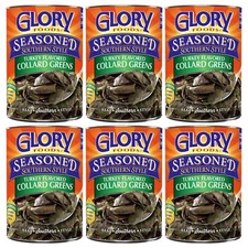 6 Cans Glory Foods Seasoned Southern Style Turkey Flavored Collard Greens 14.5oz