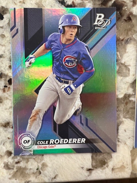 2019 BOWMAN PLATINUM SKY BLUE PARALLEL PROSPECT CARD CUBS COLE ROEDERER #TOP-98