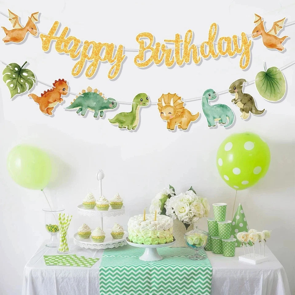 Dinosaur 1st Birthday Decoration Kids Bday Party Decor Boy Girl Plates Balloons - Image 3 of 4