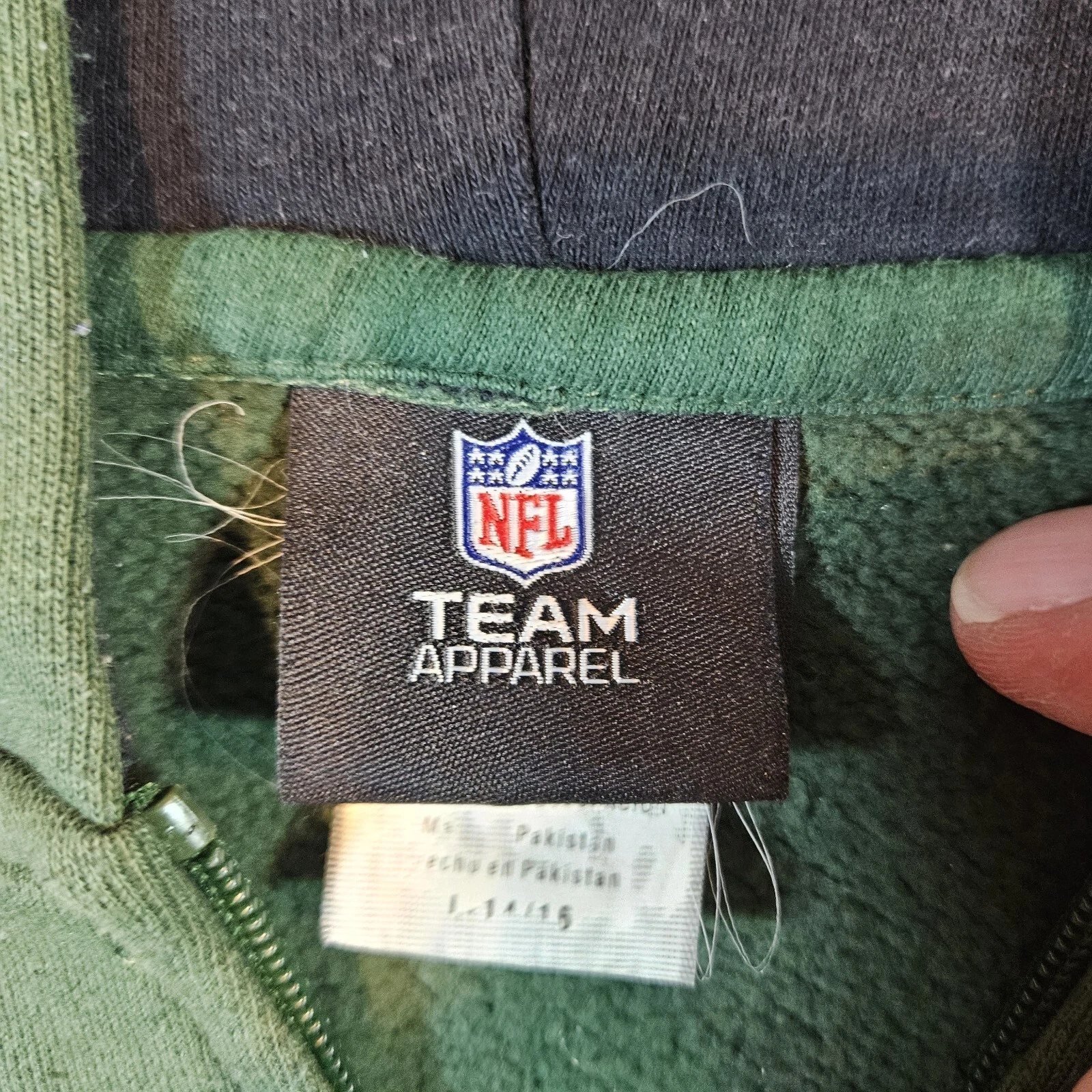 VETEMENTS Felpa con cappuccio verde New York Jets ragazzi ragazzi grande 14 16 cerniera NFL