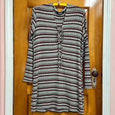 Reformation Red Grey Boho Knit Sweater Dress Women’s Medium