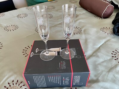 Riedel Vinum Crystal Champagne Flutes -Set of Two with Holland America logo