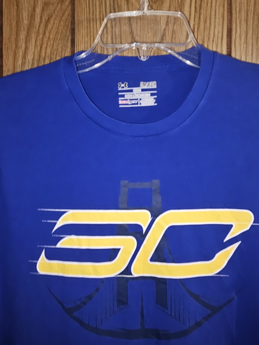 Under Armour TEAM CURRY カリー ユニフォーム Under Armour 2017 Steph Curry Small Mens Blue Graphic Logo Tshirt