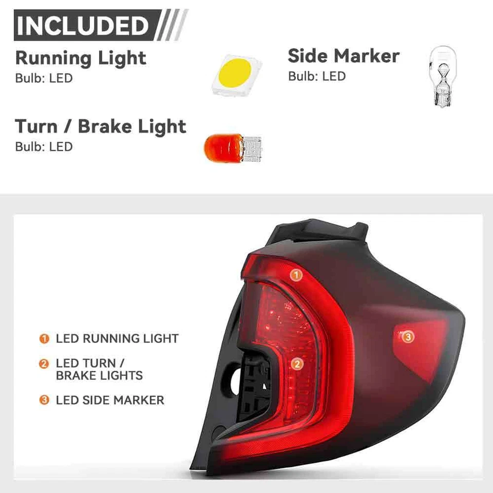 Para GMC Terrain SLE/SLT 2022-2024 con moldura negra luz trasera exterior lado del pasajero Foto 2 de 4