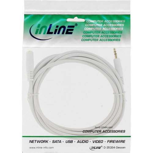 Rallonge jack InLine. Mâle/femelle stéréo 3,5 mm comparé Contacts blancs 10m - Photo 2/2