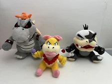Nintendo Super Mario Bros Plush Toys Lot of 3 ~ Bowser King Morton Wendy Koopa