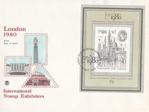1980 Stuart International Stamp Exhibition Min Sheet - London SW H/S FDC