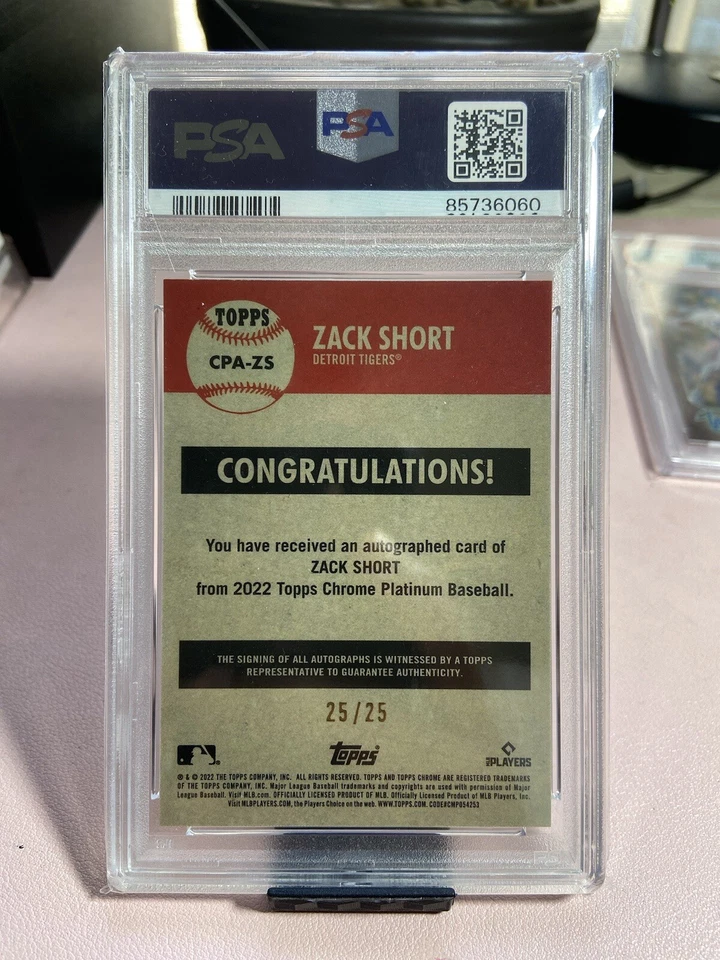 2022 Topps Chrome Platinum Anniversary Zack Short RC GOLD Refractor Auto 25/25 - Image 2 of 2