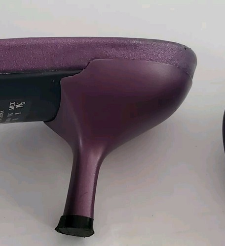 Vtg Kenneth Cole Purple Leather Rhinestone Thong Kitten Heel Sandal Sz 9-10 - Picture 13 of 16