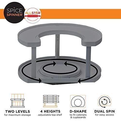 Spice Spinner Two Tiered Spice Organizer & Holder Rack Space Saver Dual Spin NEW - Picture 3 of 12