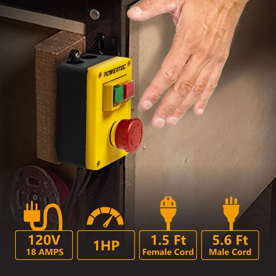 POWERTEC 120V, 18A Magnetic Switch w/ 5.5 Ft Power Cord for Router Table, 1PK - Image 2 of 4