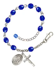 YOU CHOOSE Female Patron Saint Silver Rosary Bracelet Bliss September Birthstone
