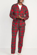 Old Navy Men's Matching Plaid Flannel Pajama Set Size XXXXL 4XL Red Tartan