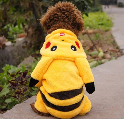 PIKACHU Pokemon Lindo Mascota Gato Perro Cachorro Algodón Ropa Disfraces Traje-S, M, L, XL Foto 4 de 4