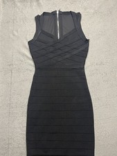 Guess Pencil Dress Womens Small Black Bodycon Mesh Back Mini