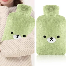 Hot Water Bottle with Cute Fleece Cover, 2Liter Water Bag for Hot and Cold