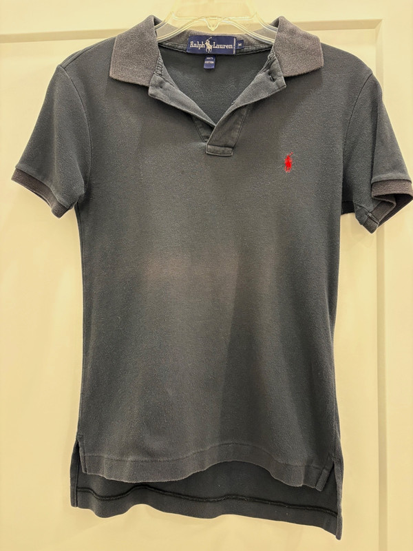 Vintage Ralph Lauren Black Short Sleeve Polo Shirt; M