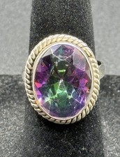 Sterling Silver Mystic Topaz Purple Green Ring Size 6.00 Z10
